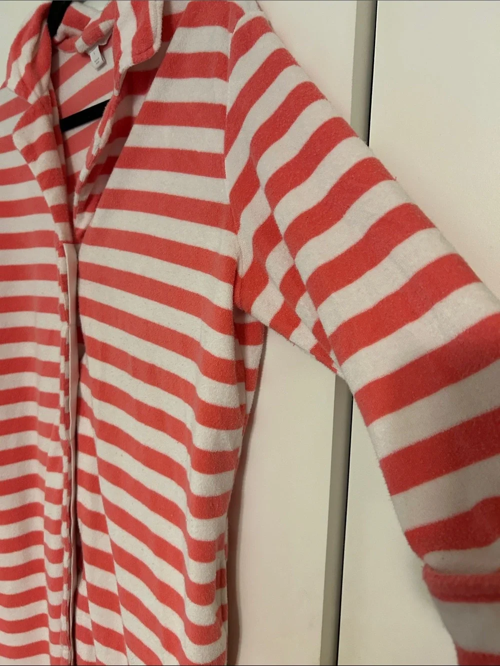 Charter Club Coral & White Striped Button-Front Swim Coverup
